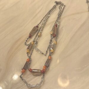 LOFT, 12” multi colored triple necklace.